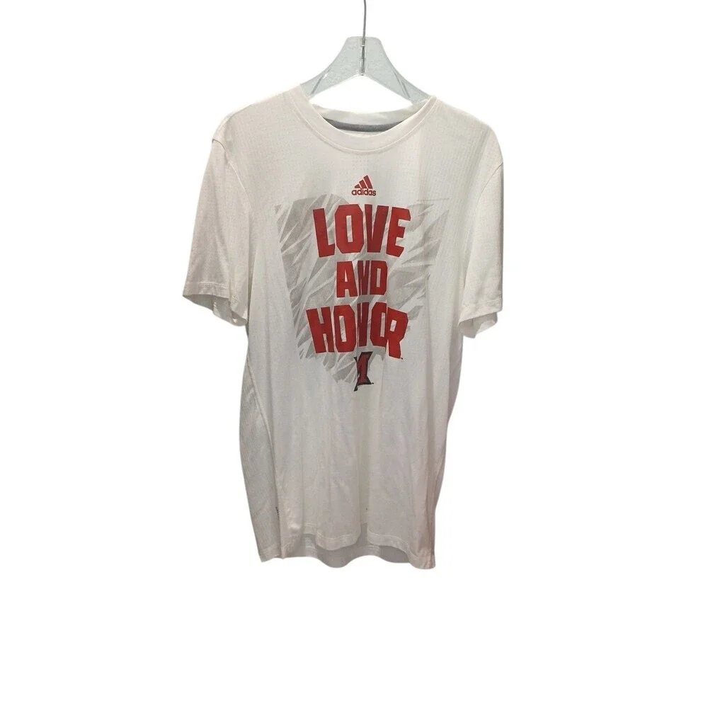 Adidas ClimaCool T-Shirt Men’s Size L White Graphic Love And Honor Athletic